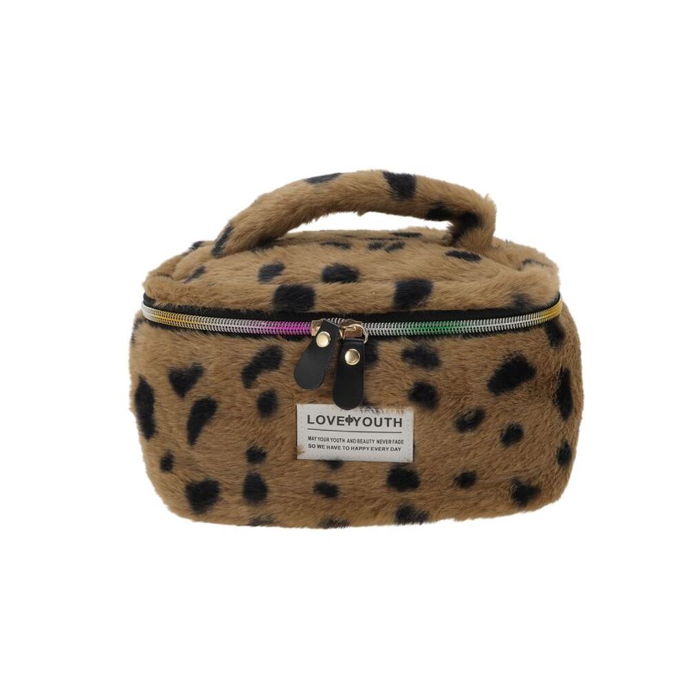 Leopard Pattern Makeup Bag for Vacation Business Travel Coffee Color